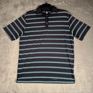 FootJoy FJ Polo Shirt Men’s Large Blue Striped Golf Polo Shirt